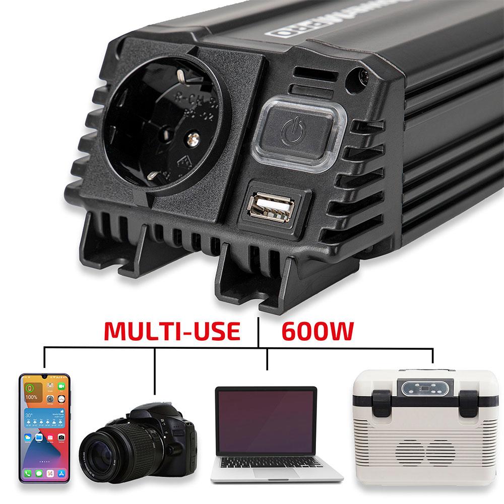 Invertor auto Heyner MobilePower M PRO 300/600 W cu priză schuko și USB [1]