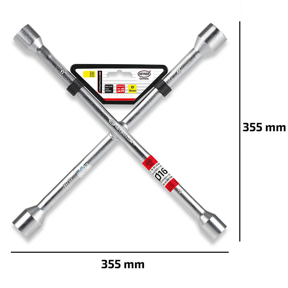Cheie roti in cruce Heyner 17 19 21 22 mm, brat 355 mm, otel, DIN 3119 [3]